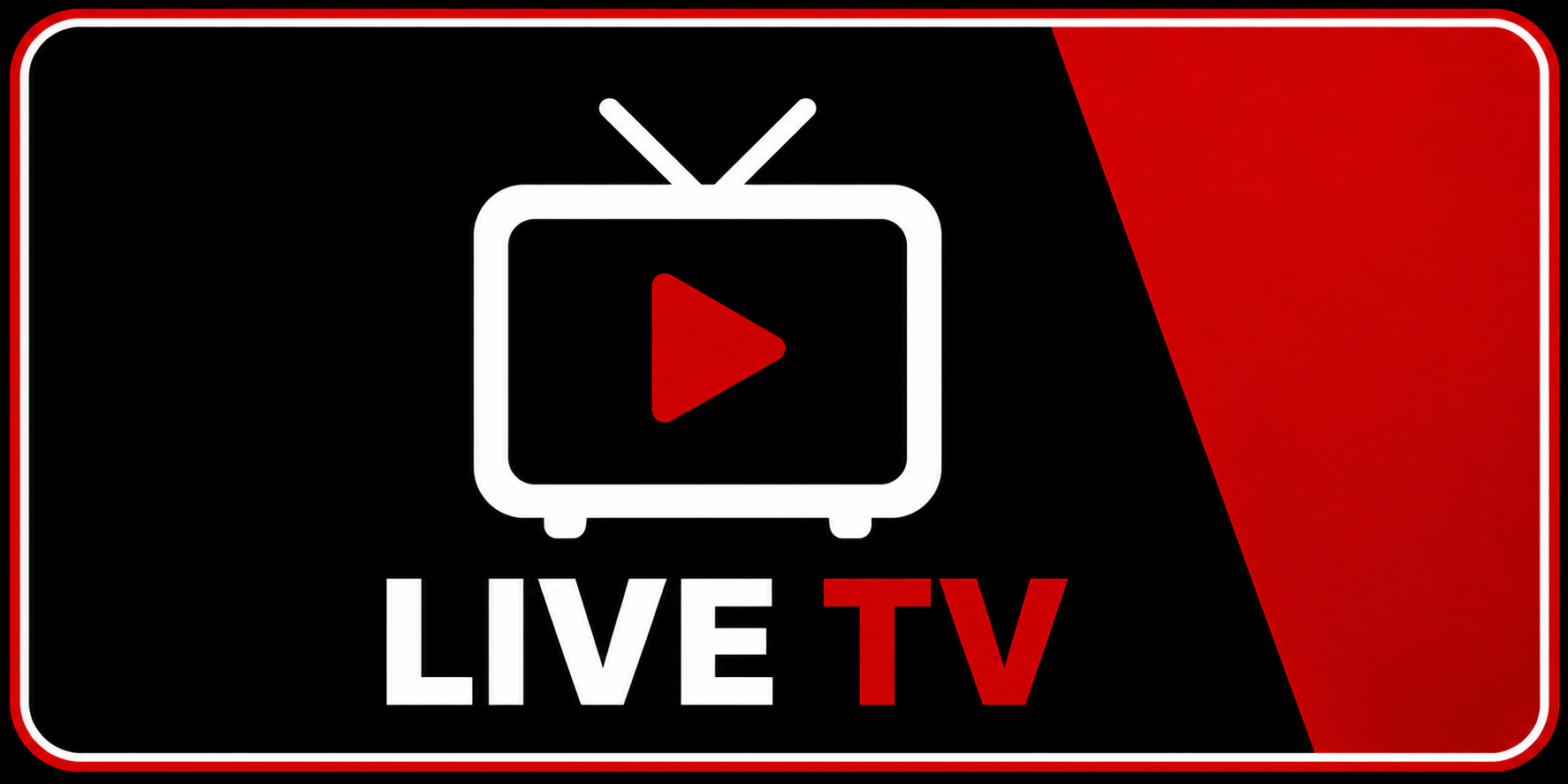 NuFu TV live IPTV streaming with TV icon and play button on black and red background